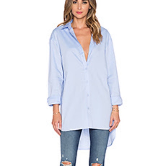 TIBI Essential Oversize Button Down Shirt in Light Blue Small $295 Retail - Picture 1 of 5